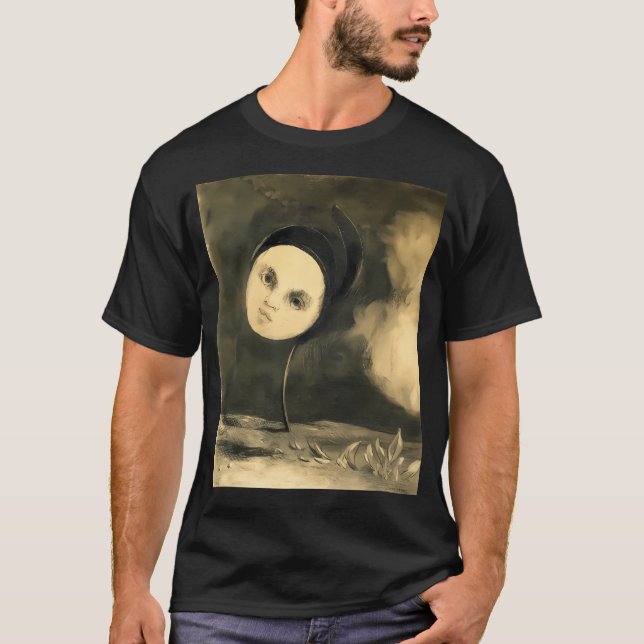 Hd Seltsame Blume von Odilon Redon (1880) Hoch T-Shirt (Vorderseite)