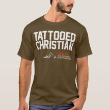 HD "tätowierter christlicher" Brown T - Shirt -