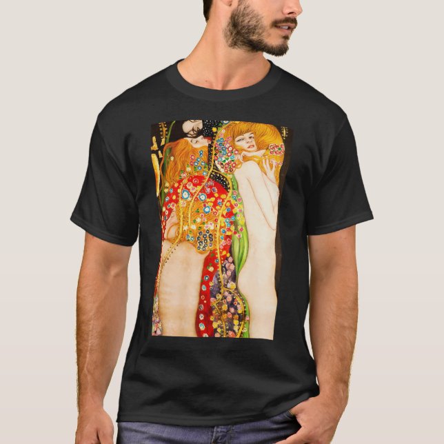 Hd Wasserschlangen II von Gustav Klimt 1907 hoch T-Shirt (Vorderseite)