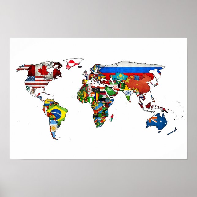 HD World Flags Karte Poster (Vorne)