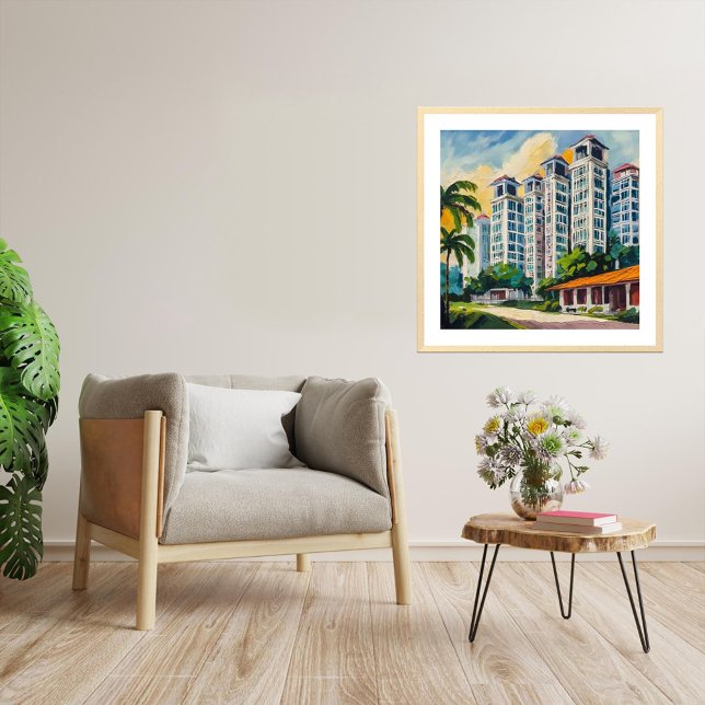 HDB-Anwesen Singapur - Stretchierte Canvas Print Leinwanddruck (Singapore HDB Estate Painting.
Artist: Roger Smith)