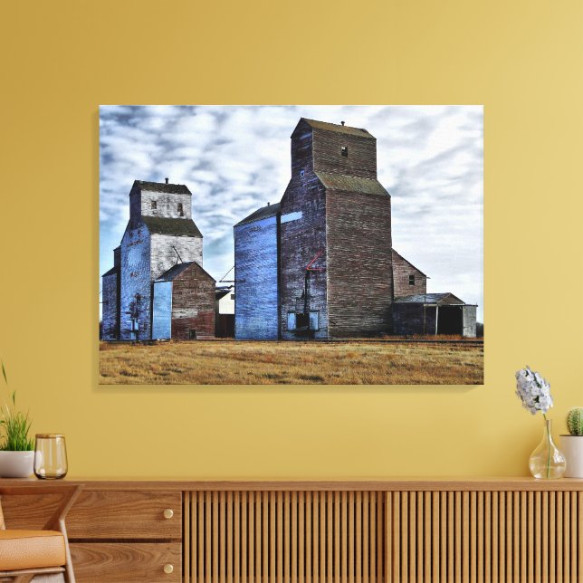 HDR Autumn Prairie Sentinels Stretch Canvas Print Leinwanddruck (Insitu (Wohnzimmer))