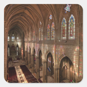 HDR-Bild der Basilika innen, Quito, Ecuador Quadratischer Aufkleber