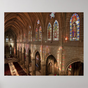 HDR-Bild des Basilika-Innenraums, Quito, Ecuador Poster