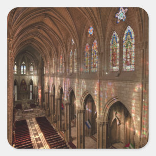 HDR-Bild des Basilika-Innenraums, Quito, Ecuador Quadratischer Aufkleber