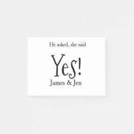 He asked she said yes engagement party name simple post-it klebezettel