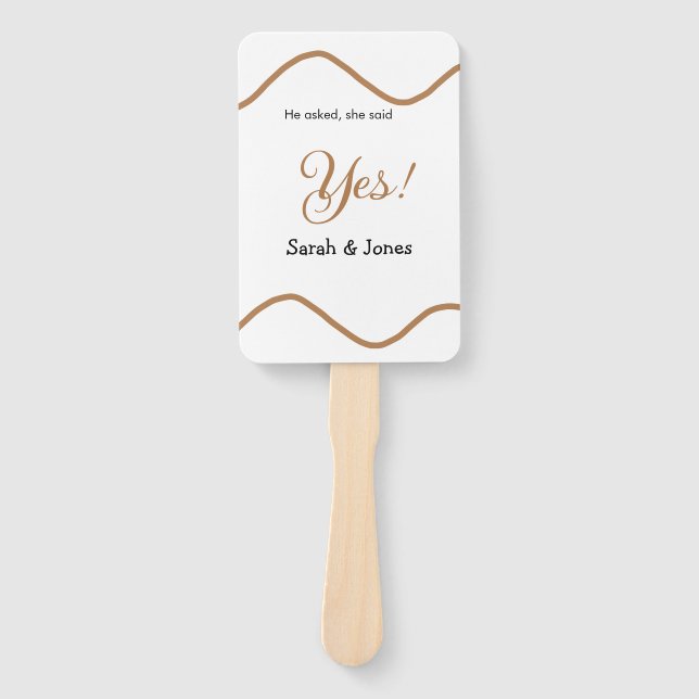 He asked she said yes engagement simple minimal  fächer (Vorderseite)