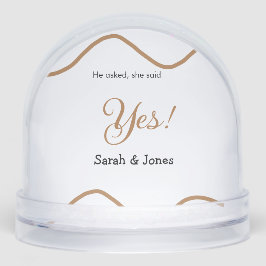 He asked she said yes engagement simple minimal  schneekugeln