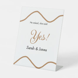 He asked she said yes engagement simple minimal  sockelschild