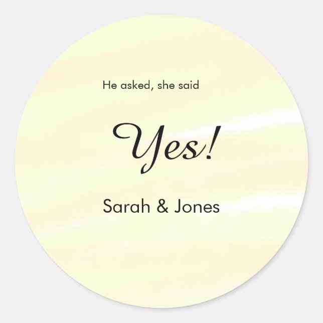 He asked she said yes engagement yellow pastel  runder aufkleber (Vorderseite)
