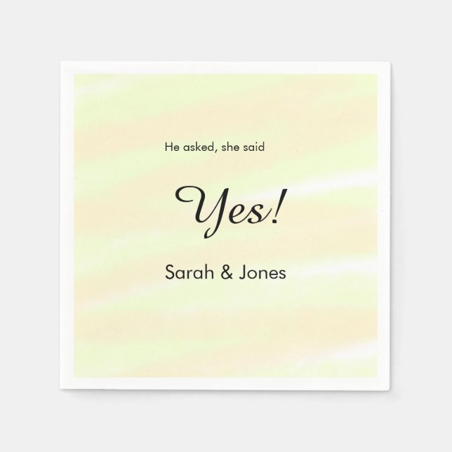 He asked she said yes engagement yellow pastel  serviette (Vorderseite)