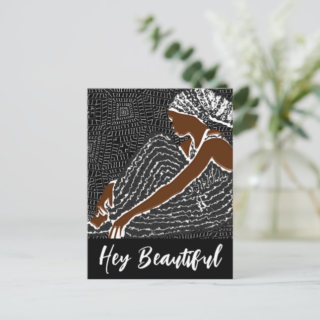 He Beautiful Black Woman in a African Head Wrap Postkarte (Stehend Vorderseite)