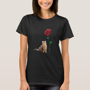 He Best Mum Cat Forever Rote Rose Chubby Kitten T-Shirt