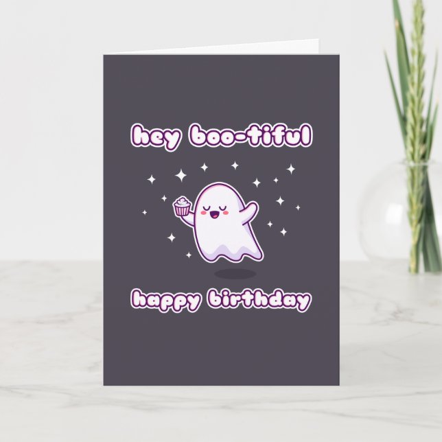 He Boo-tiful Happy Birthday Pun Card Karte (Vorderseite)
