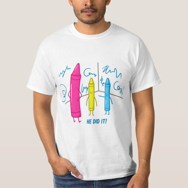 He Did It Gift Drawing Painting Shool Teaher  T-Shirt (Vorderseite)