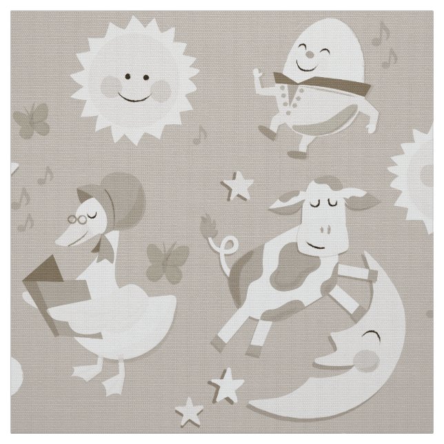 He Diddle Diddle Kinderzimmer-Reim-Beige-Gewebe Stoff (Muster)