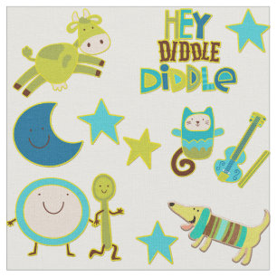 He Diddle Diddle Kinderzimmer-Reim Stoff