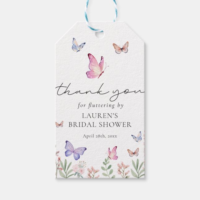 He Gives Me Butterflies Bridal Shower Favor Geschenkanhänger (Vorderseite)