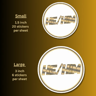 He Him Gold T - Shirt Runder Aufkleber