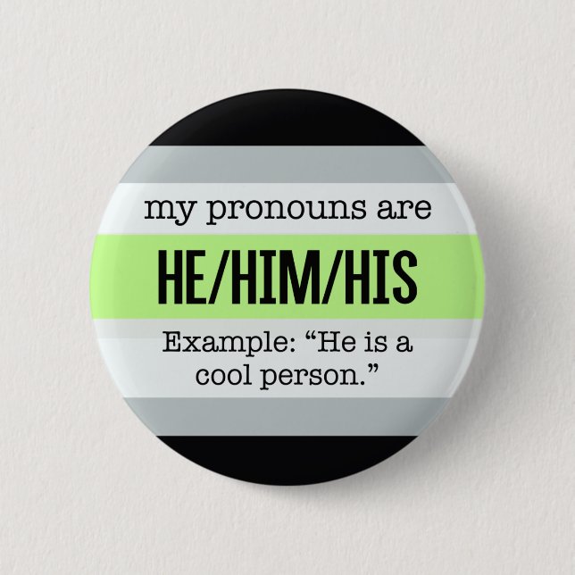 He/Him Pronomina - Agender Flagge Button (Vorderseite)