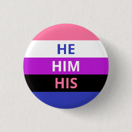 He/Him Pronomina Genderfluid Flaggen-Abzeichen Button