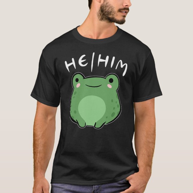 He Him Pronouns Frog Cute LGBT Queer Aesthetic T-Shirt (Vorderseite)