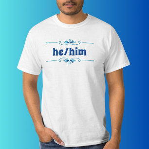 He Him Shades of Blue Filigree T - Shirt
