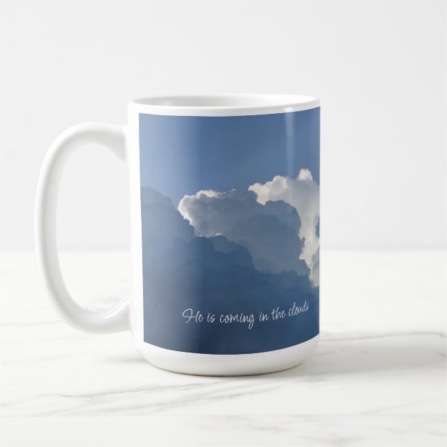 He is Coming in the Clouds Christian Quote Kaffeetasse (Links)