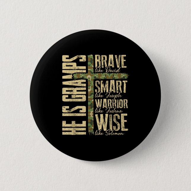 He Is Gramps Camo Religious Father's Day Christian Button (Vorderseite)