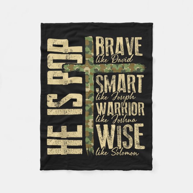 He Is P Camo Religious Father's Day Christian Dad  Fleecedecke (Vorderseite)