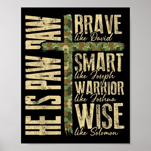 He Is Paw Paw Camo Religious Fathers Day Christian Poster (Vorne)