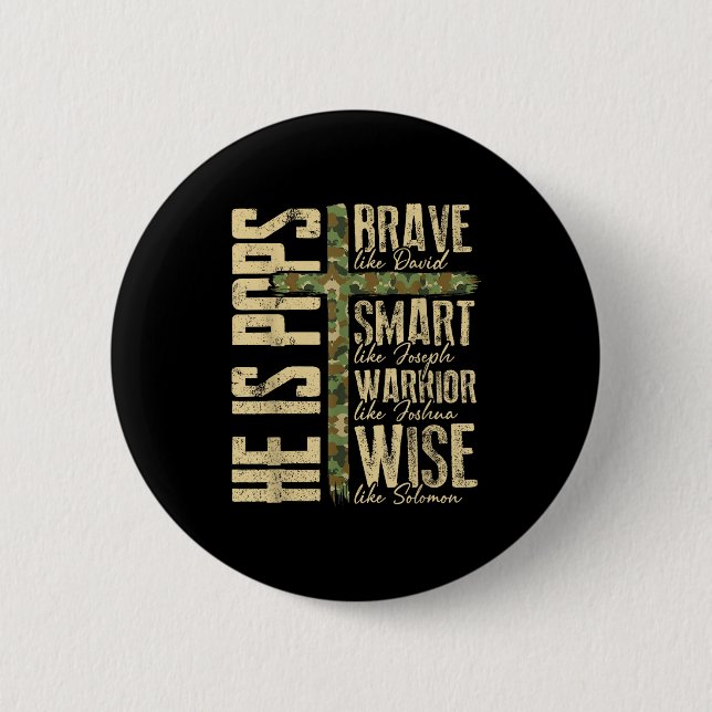 He Is Ps Camo Religious Father's Day Christian Dad Button (Vorderseite)