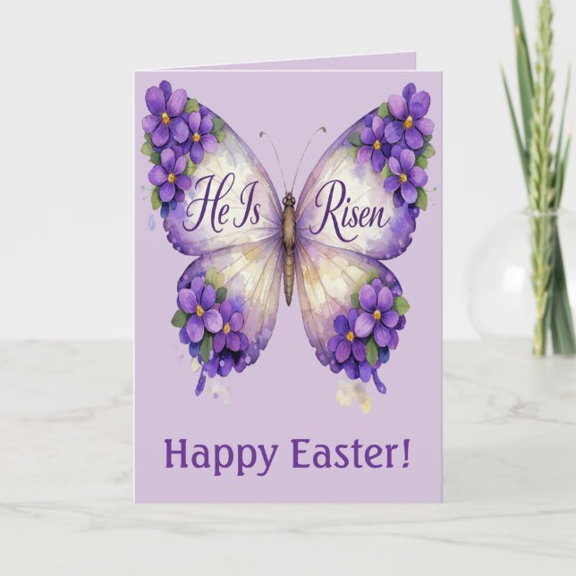 He Is Risen Butterfly Easter Card Karte (Vorderseite)