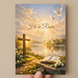 He Is Risen Christian Easter Resurrection Flat Feiertagskarte