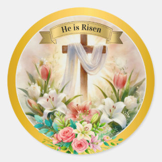 He is Risen Christian - Religious Easter Runder Aufkleber