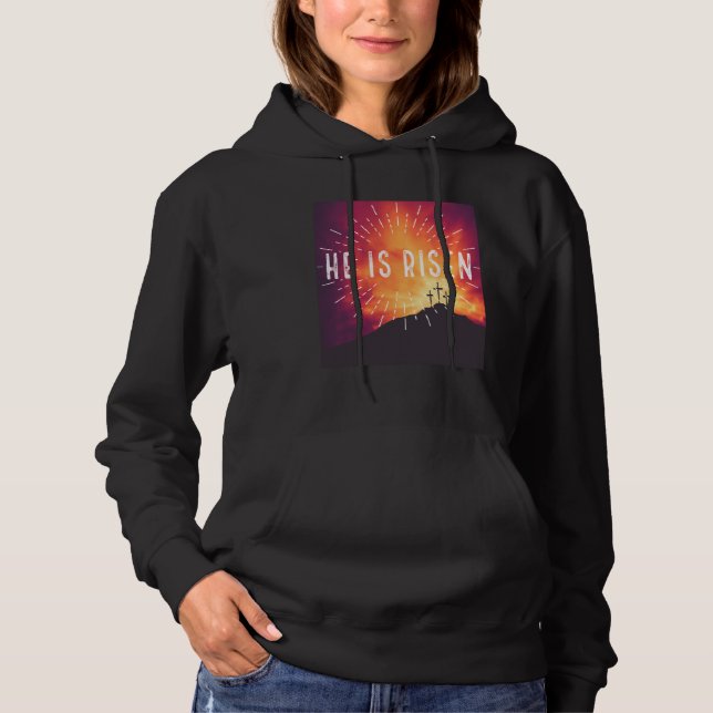 He Is Risen Cross Jesus Religious Easter Day Chris Hoodie (Vorderseite)