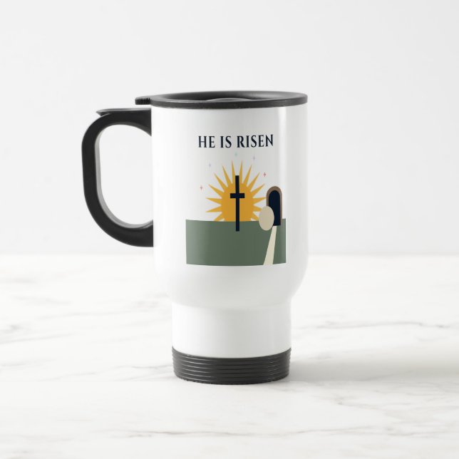 He Is Risen Easter 2026 Christian Travel Mug Reisebecher (Links)