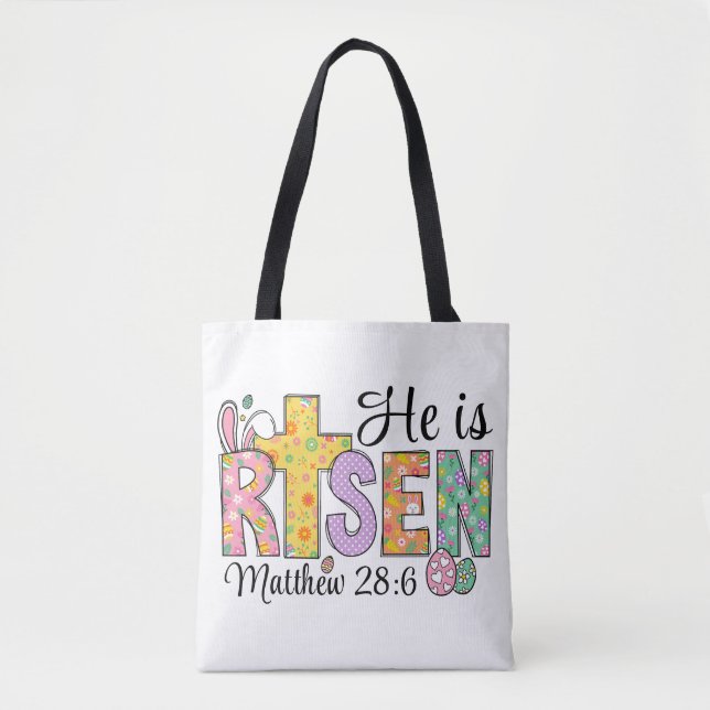 He Is Risen Easter Christian Tote Bag (Vorderseite)