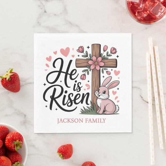 He is Risen! Easter Sunday Paper Serviette (Beispiel)