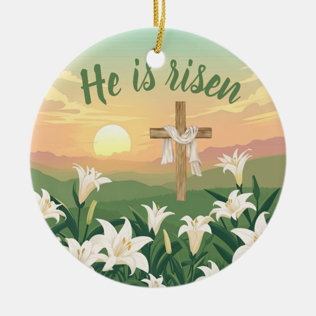 He is Risen Easter Sunrise Personalized Ornament (Vorne)