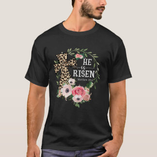 He Is Risen Happy Easter Day Jesus Leopard Christi T-Shirt