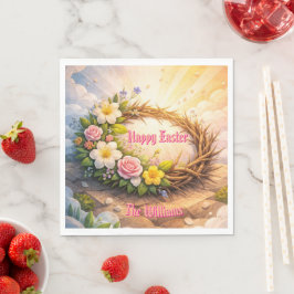 He Is Risen Religious Floral Crown Easter Napkins Serviette