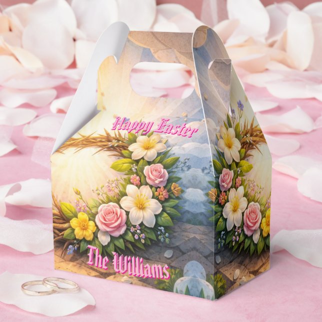 He Is Risen Religious Floral Crown Personalized Geschenkschachtel (Hochzeit)