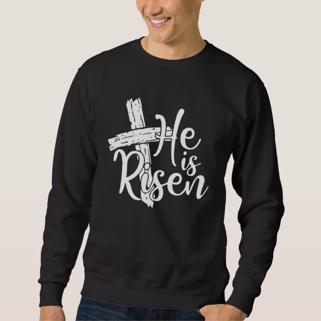 He Is Risen Shirt Easter Day Jesus Cross Christian (Vorderseite)
