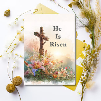 He Is Risen Watercolor Easter Card Feiertagskarte