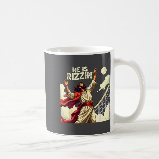 He Is Rizzin Jesus Meme Quote Shirt Funny Volleyba Kaffeetasse (Rechts)