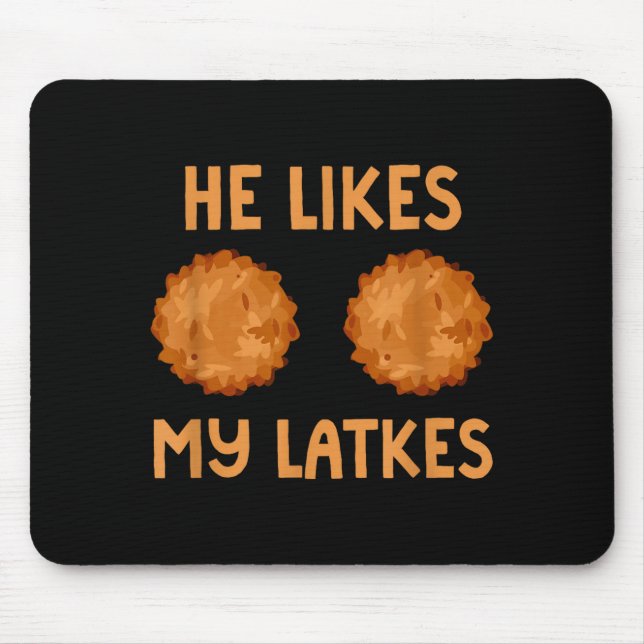 He Likes My Latkes Hanukkah Couple Matching Jewish Mousepad (Vorne)