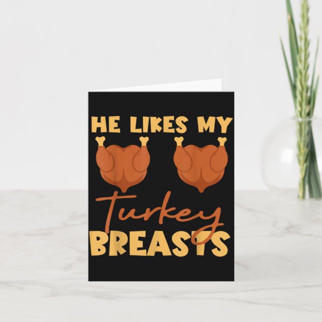 He Likes My Turkey Breasts Couple Matching Thanksg Karte (Vorderseite)
