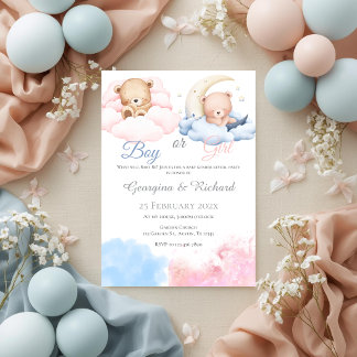 He or She Blue or Pink Gender Reveal Invitation wi Einladung