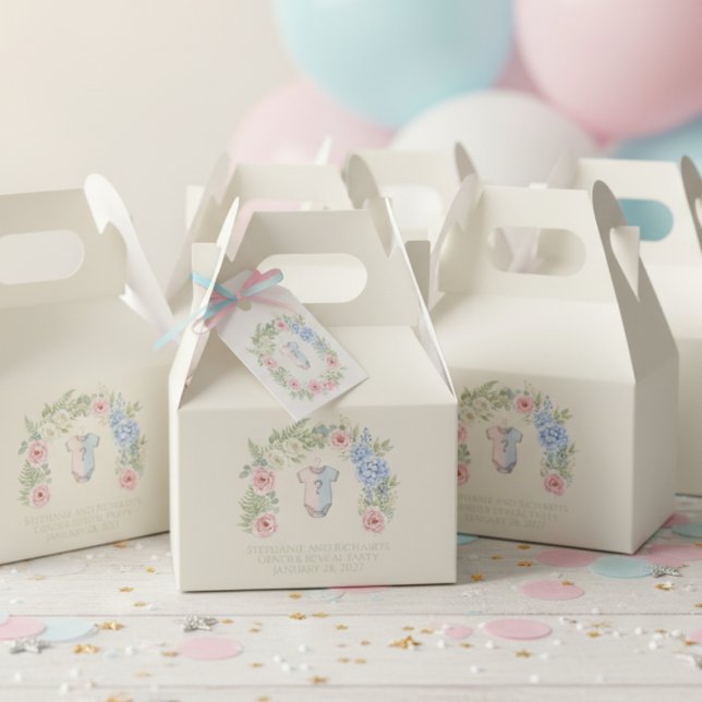 He or She? Botanical Gender Reveal Geschenkschachtel (Gender reveal guest favor box)